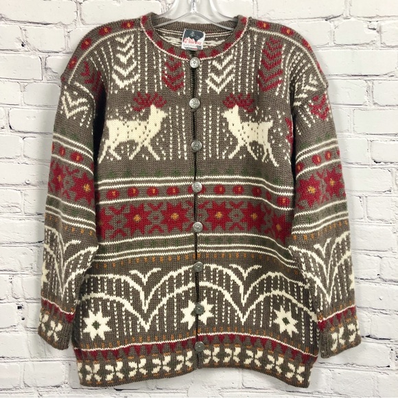 Dale of Norway Sweaters - Vintage Dale of Norway Wool Nordic Reindeer Cardigan Sweater Sz M